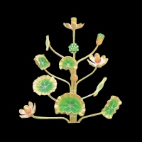 京型彩色常花(箔彩色)　深彫